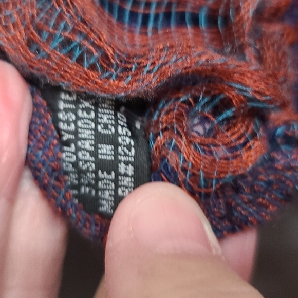 NWT Womens Patchwork Scarf Wrap 70x16 in. Navy Rust Teal Fringed - Picture 8 of 9